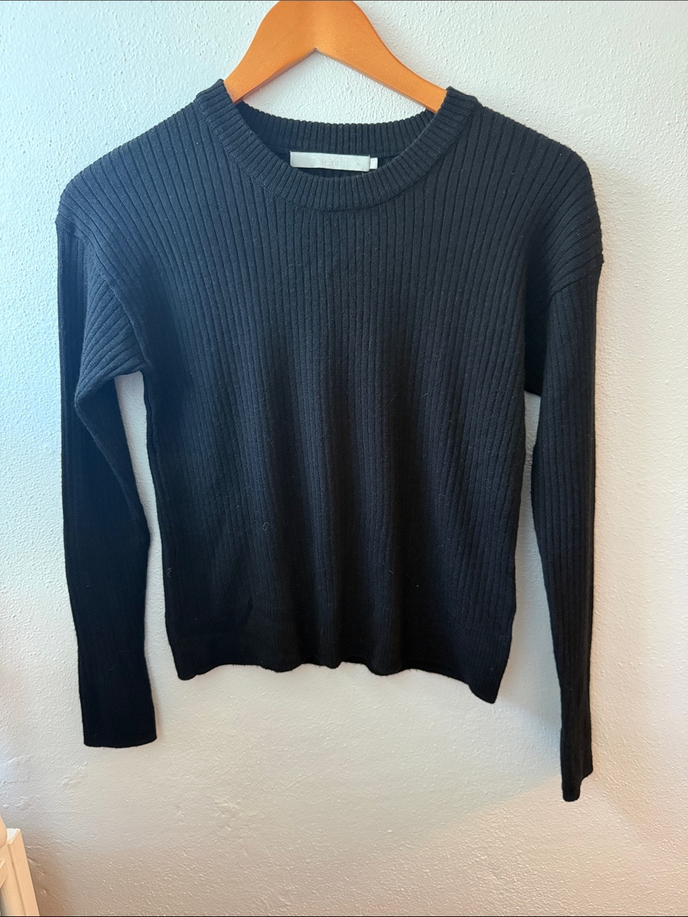 One grey day Classic Ribbed Crewneck Sweater/tee - Black
